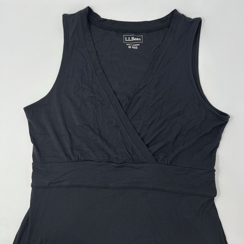 LL Bean Summer Knit Maxi Dress Women's Sz M Black Soft‎ Jersey Knit Athleisure